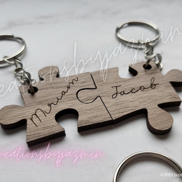 Personalized Couples Keychains, Puzzle Keychain Set, Valentine's Day Gift