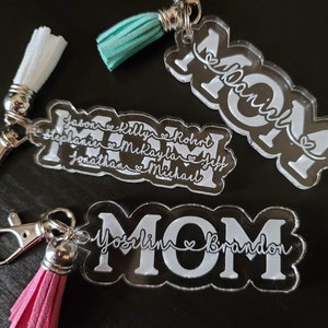 Mother's Day Gift, Personalized Acrylic Mom Keychain With Children Names, Mother Custom Keychains