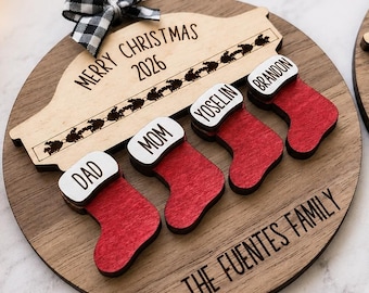 Personalized Family Christmas Ornaments, 2026 Stockings Ornament With Family Member Names, Custom Xmas Holiday Ornament