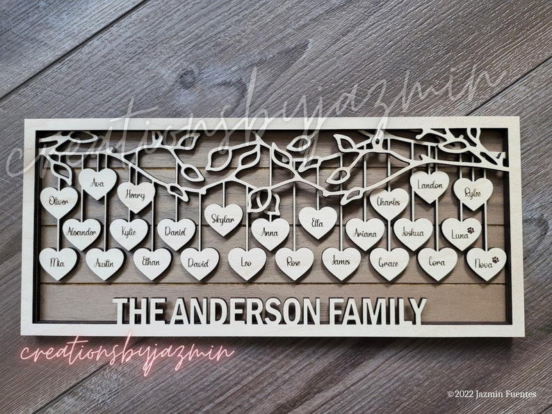 Wooden Family Tree Name Sign Wood Family Name Frame Etsy
