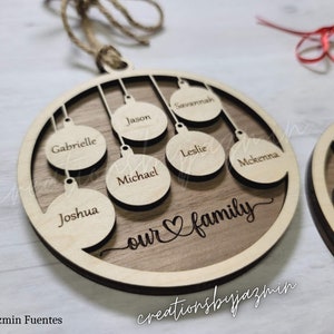 Personalized Family Christmas Ornaments, 2024 Wood Xmas Ornament With Family Member Names, Custom Holiday Ornament