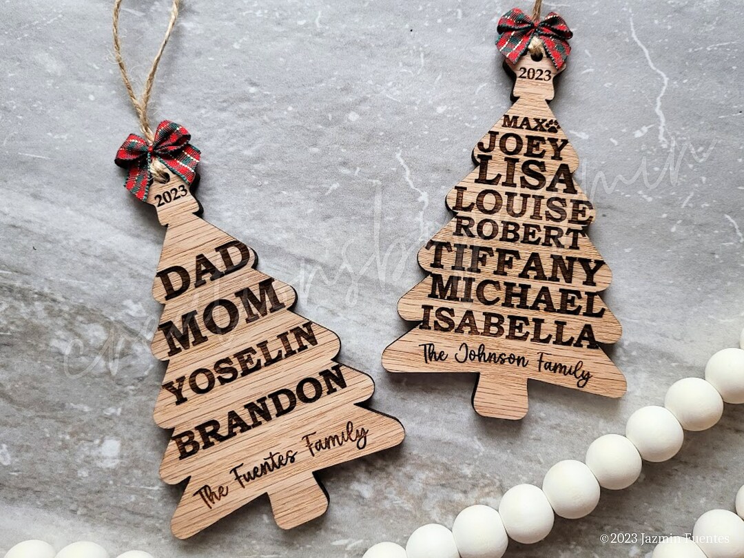 Family Christmas Ornament, Personalized With Family Member Names, With