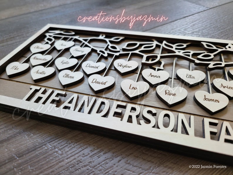 Wooden Family Tree Name Sign Wood Family Name Frame Etsy