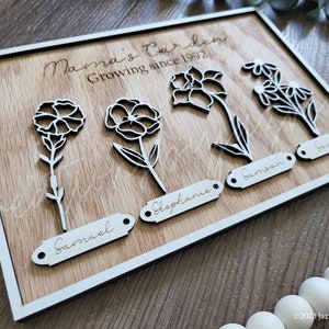 Mother's Day Gift, Birth Month Flower Sign, Present For Grandma With Grandchildren Names, Grandma's Garden