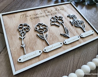 Mother's Day Gift, Birth Month Flower Sign, Present For Grandma With Grandchildren Names, Grandma's Garden