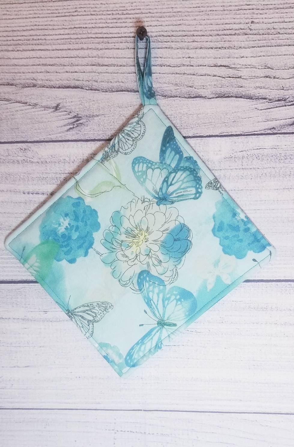 Teal butterfly pot holder set kitchen gift set cooking and Etsy