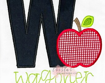 Aangepaste naam en Apple Back to School aangepaste naam T-shirt voor kinderen, borduurshirt, geborduurde kleding, terug naar school-outfit