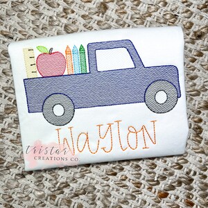 Back To School Shirt•Personalized School Shirt•School Supplies Truck•Apple Ruler Crayons•Preschool Shirt•First Day Of School•Bubble•Romper