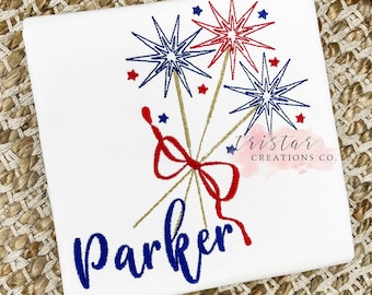 Aangepaste naam Fourth of July geborduurd shirt voor kinderen, gepersonaliseerd borduurwerk, zomeroutfit, 4 juli-shirt, patriottisch shirt, Amerika