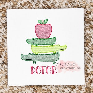Back To School Shirt•First Day Of School Shirt•Alligator With Apple•Personalized School Shirt•Preschool Shirt•Daycare Shirt•Bubble•Romper