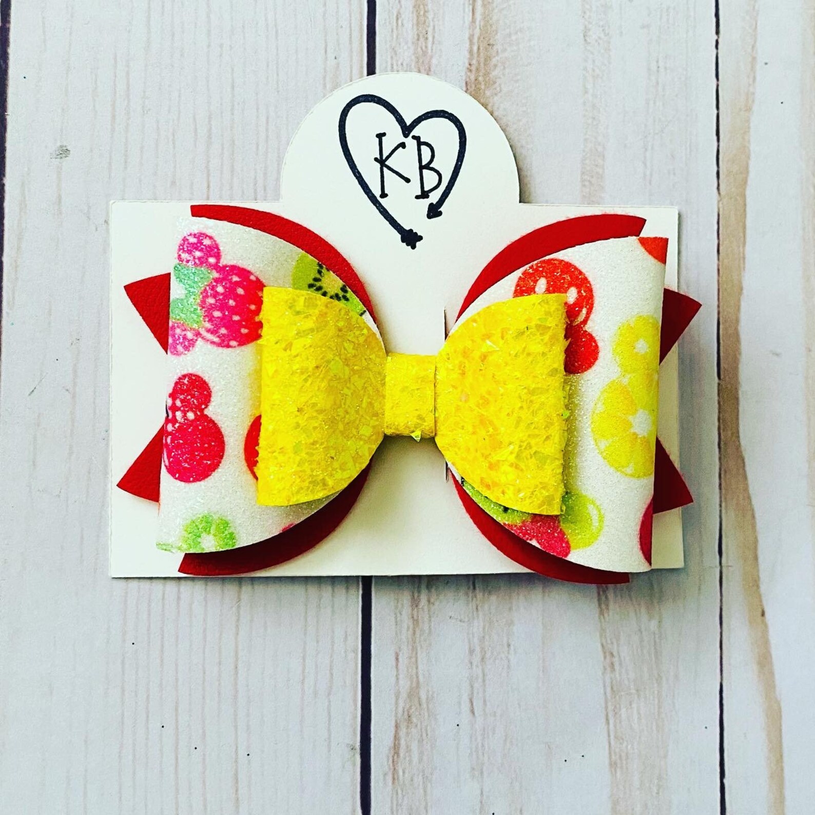 Glitter Mouse Hair Bow Summer Fruit Hair Bow Yellow Glitter Etsy