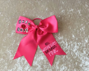 Mean Girls Stacked Boutique Hairbow Burn Book Hairclip Toddler Girl Pink Black Bow You Can/'t Sit With Us