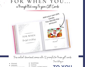 Masculine GIFT CARD Book [printable]  For When You ... A thoughtful way to give Gift Cards