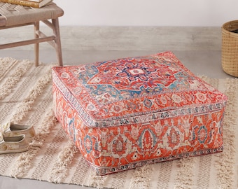Pouf Cover Ottoman Bohemian Floor Cushion  Pillows Vintage Pouffe  Living Room Bedroom Kids Distressed Traditional Persian Moroccan Boho
