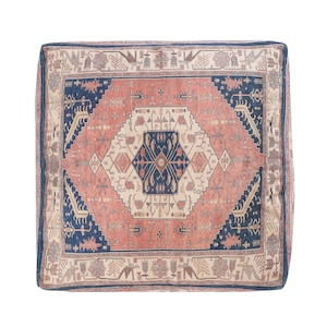 Fodera per pouf Ottoman Boho Cuscino da pavimento Cuscini Pouf vintage Soggiorno Camera da letto Bambini Tradizionale persiano marocchino Boho invecchiato immagine 2