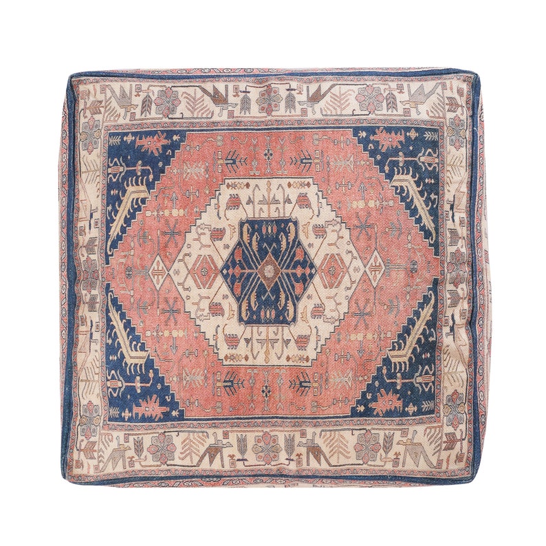 Fodera per pouf Ottoman Boho Cuscino da pavimento Cuscini Pouf vintage Soggiorno Camera da letto Bambini Tradizionale persiano marocchino Boho invecchiato immagine 2