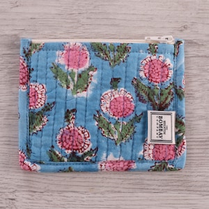 Monedero, bolsa, bolso de joyería, bolso de maquillaje, bolso de cosméticos, monedero, billetera minimalista con estampado de bloques hecho a mano