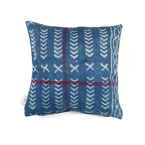 Vintage Indigo Block Printed Kantha Cushion Cover , Pillow Case, 45 cm x 45 cm, 18 x 18 inch