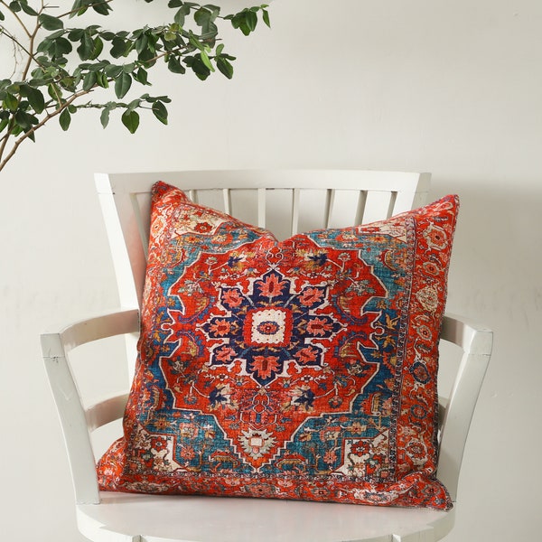 Antique Printed Cushion Cover Sofa Cushion Cover Vintage Carpet Design Pillow Cover  Boho Classic Oriental Traditional Persian Moroccan