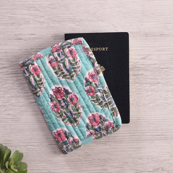 Flower Block Print Passport Bag Flower Block Print Passport Bag