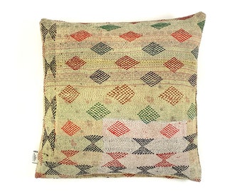 Vintage Kantha Cushion Cover , Pillow Case, 60 cm x 60 cm