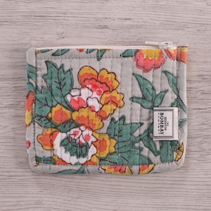 Monedero, bolsa, bolso de joyería, bolso de maquillaje, bolso de cosméticos, monedero, billetera minimalista con estampado de bloques hecho a mano