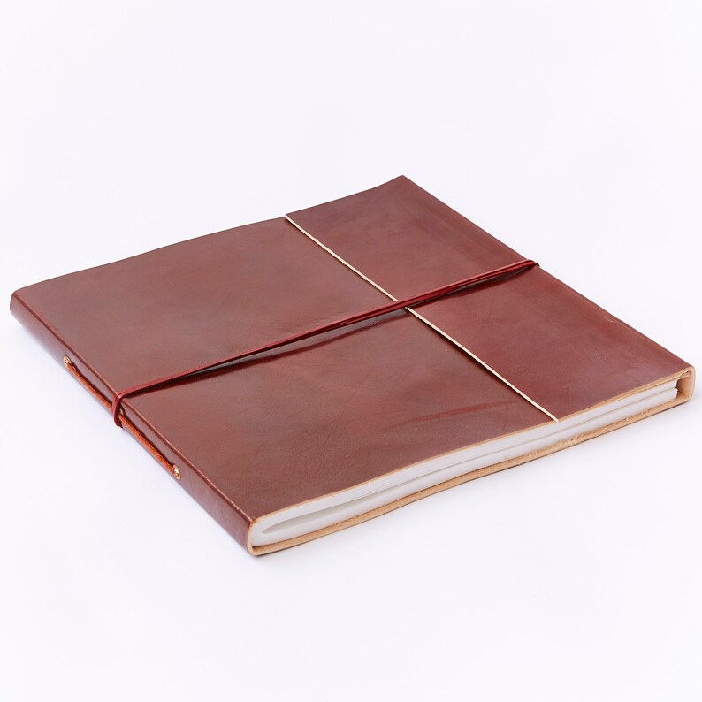 Fair Trade Square Plain Leather Photo Album Scrapbook 28 x 28 cm 11x11 in Eco-friendly and Handmade image 2