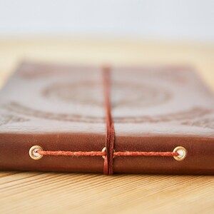Fair Trade Medium Embossed Leather Photo Album Scrapbook 26 x 18.5 cm 10.2x7.2 in Eco-friendly and Handmade image 7