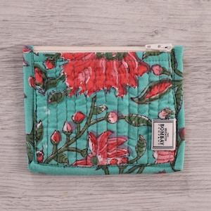 Handgemachte Block Print Geldbörse, Beutel, Schmucktasche, Makeup tasche, Kosmetiktasche, Geldbörse, Minimalistische Geldbörse