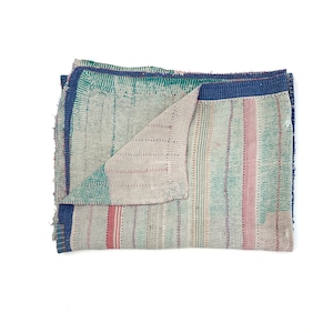 Authentic Vintage Kantha Quilt - Handmade Indian Textile Handmade Bohemian Indian Bedspread Intricate Embroidery, Unique Boho Home Decor