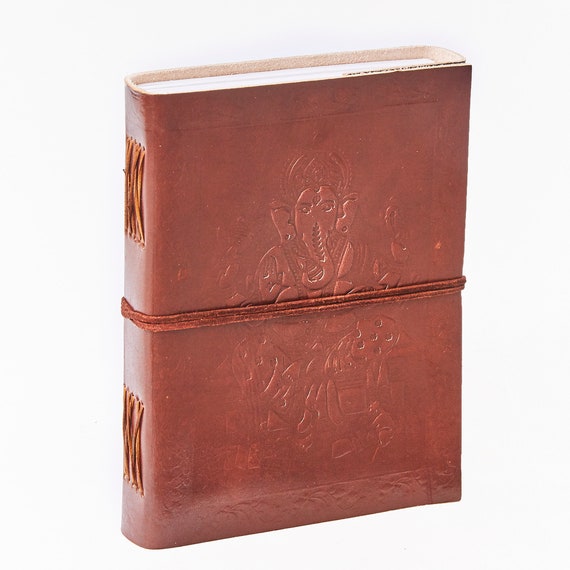 Fair Trade Handmade Eco Small Ganesh Design Embossed Leather Journal Notebook Fair Trade Handmade Eco Small Ganesh Design Embossed Leather Journal Notebook