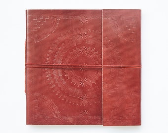 Fair Trade Square Embossed Leather Photo Album Scrapbook 28 x 28 cm (11x11 in) Eco-friendly and Handmade