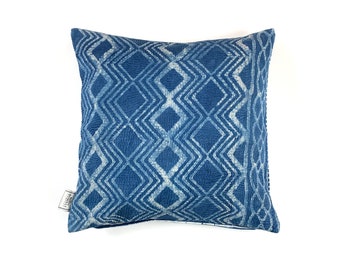 Vintage Indigo Kantha Cushion Cover: Block Printed Pillow Case (18x18 inch)
