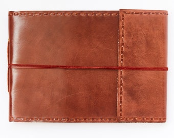 Fair Trade Medium Stitched Leather Photo Album Scrapbook 26 x 18.5 cm (10.2x7.2 in) Eco-friendly and Handmade