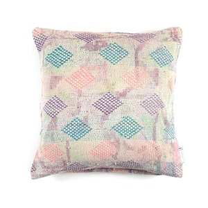 Capa de Almofada Kantha Vintage: Almofada de Edredom Costurada à Mão (45 x 45 cm)