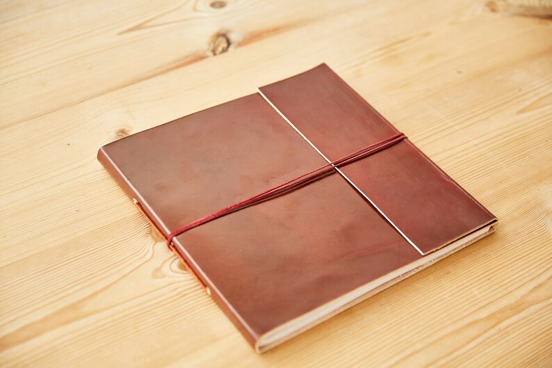 Fair Trade Square Plain Leather Photo Album Scrapbook 28 x 28 cm 11x11 in Eco-friendly and Handmade image 4