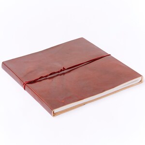 Fair Trade Square Plain Leather Photo Album Scrapbook 28 x 28 cm 11x11 in Eco-friendly and Handmade image 3