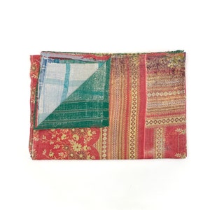 Patchwork Kantha Quilt: Vintage Indian Throw Blanket
