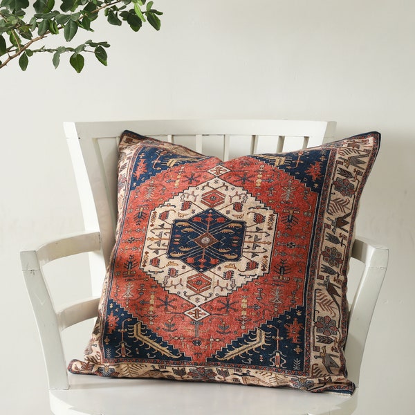 Antique Printed Cushion Cover Sofa Cushion Cover Vintage Carpet Design Pillow Cover  Boho Classic Oriental Traditional Persian Moroccan