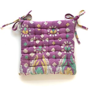 Vintage Kantha Square Chair Cushion , Seat Pad, 40 x 40 cm