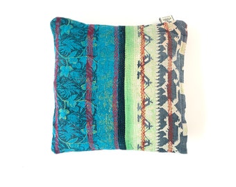 Vintage Kantha Cushion Cover , Pillow Case, 45 cm x 45 cm, 18 x 18 inch