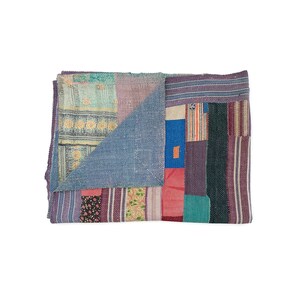 Authentic Vintage Kantha Quilt - Handmade Indian Textile Handmade Bohemian Indian Bedspread Intricate Embroidery, Unique Boho Home Decor