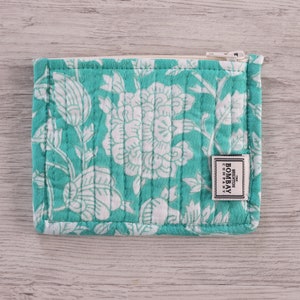 Monedero, bolsa, bolso de joyería, bolso de maquillaje, bolso de cosméticos, monedero, billetera minimalista con estampado de bloques hecho a mano