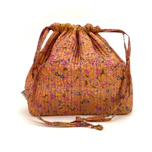 Bolsa grande de maquiagem Siri de seda vintage, bolsa de cosméticos, bolsa para projetos