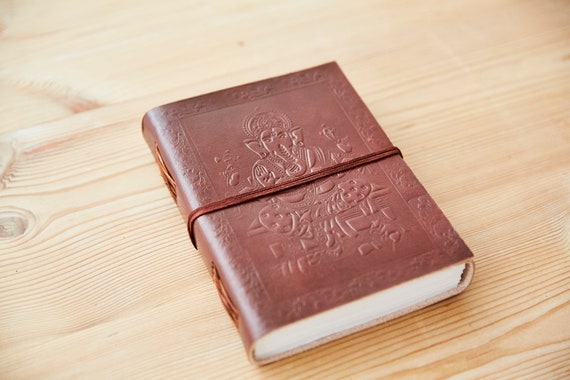 Fair Trade Handmade Eco Small Ganesh Design Embossed Leather Journal Notebook Fair Trade Handmade Eco Small Ganesh Design Embossed Leather Journal Notebook