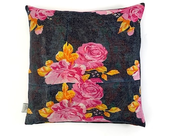 Vintage Floral Kantha Pillow Cover: Hand-stitched Cushion (60cm)