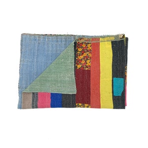 Authentic Vintage Kantha Quilt - Handmade Indian Textile Handmade Bohemian Indian Bedspread Intricate Embroidery, Unique Boho Home Decor