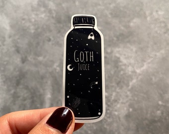 Goth Juice Bottle Sticker, Planchette, Palmistry, Moon, Stars, Black and White Sticker, Waterproof Sticker