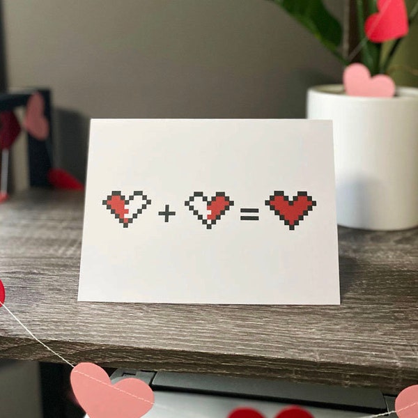 Valentine's Day card, Anniversary card, Wedding card, 8-bit Heart, 5" x 7" card, 8-bit art, love, Valentine's Day gift, greeting card