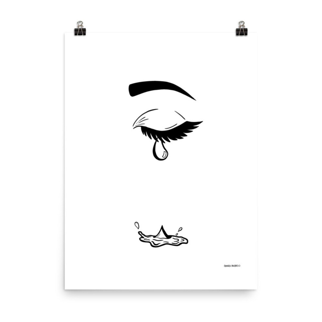 Crying Eye Tears Black and White Minimalist Surrealist Etsy UK